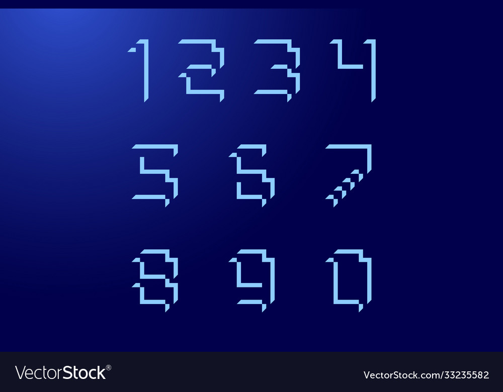 Font numbers cubic with shadows blue color vector image Font numbers cubic with shadows blue color