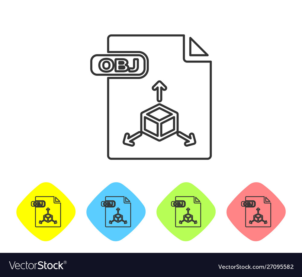 Grey line obj file document download button vector image Grey line obj file document download button