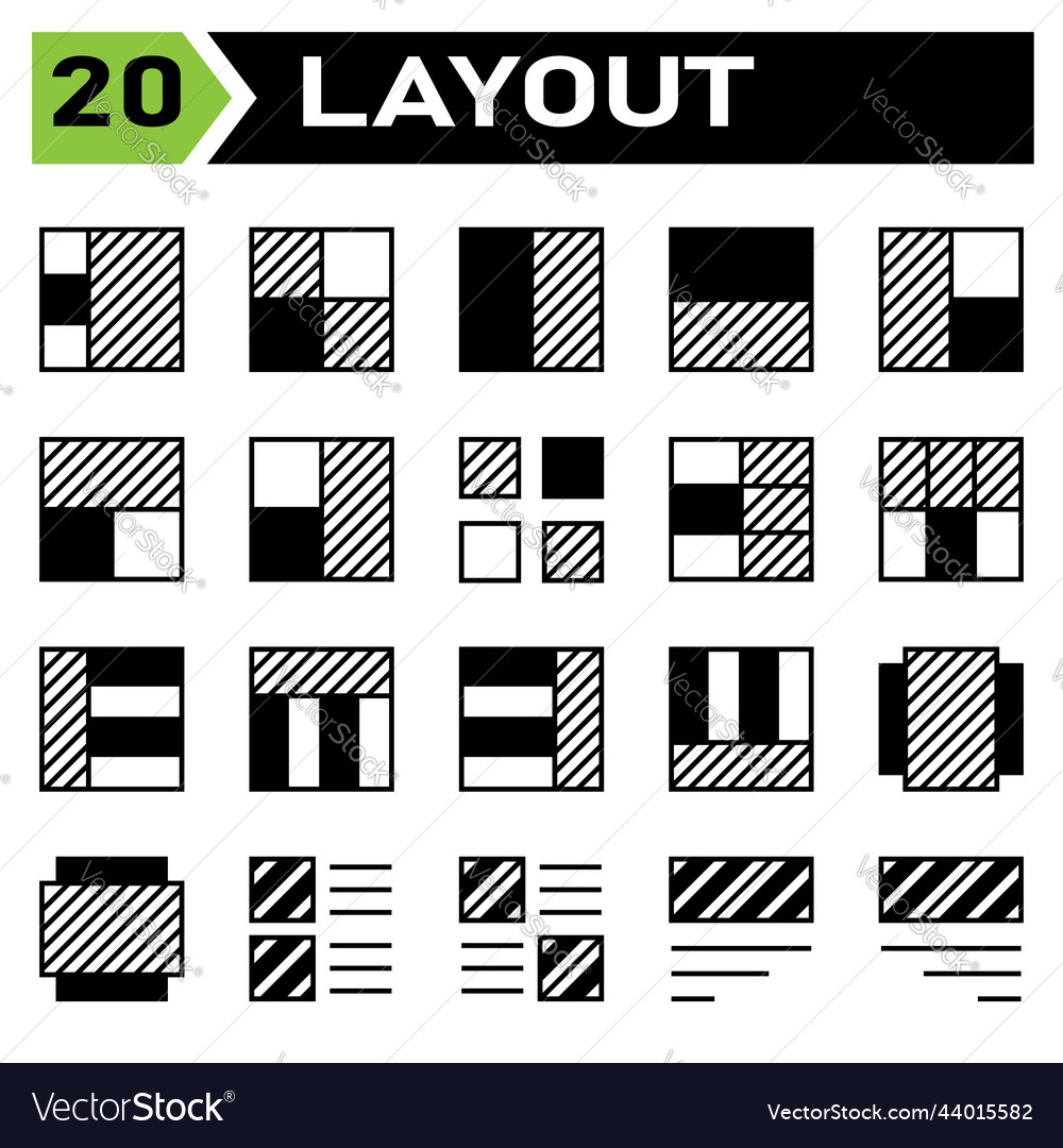 Layout icon set include grid dashboard