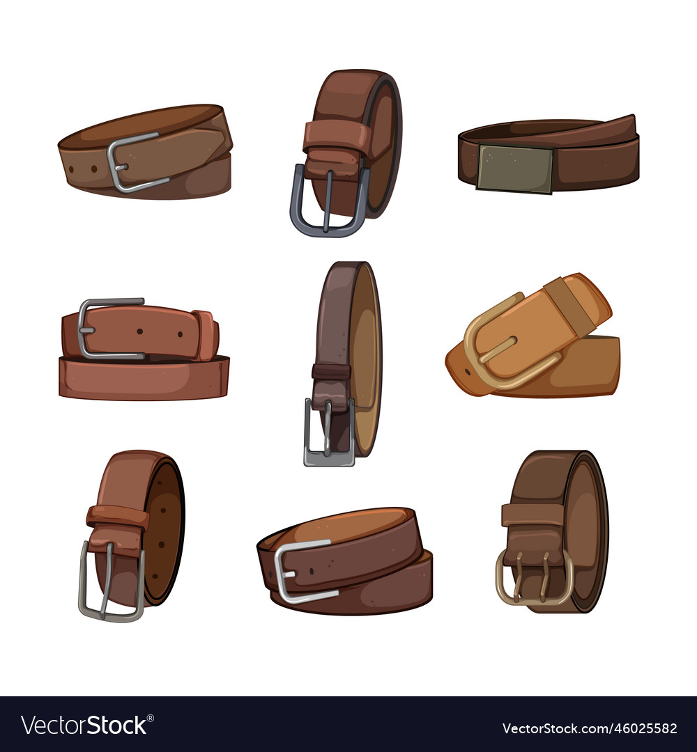 Leather belt set cartoon Royalty Free Vector Image