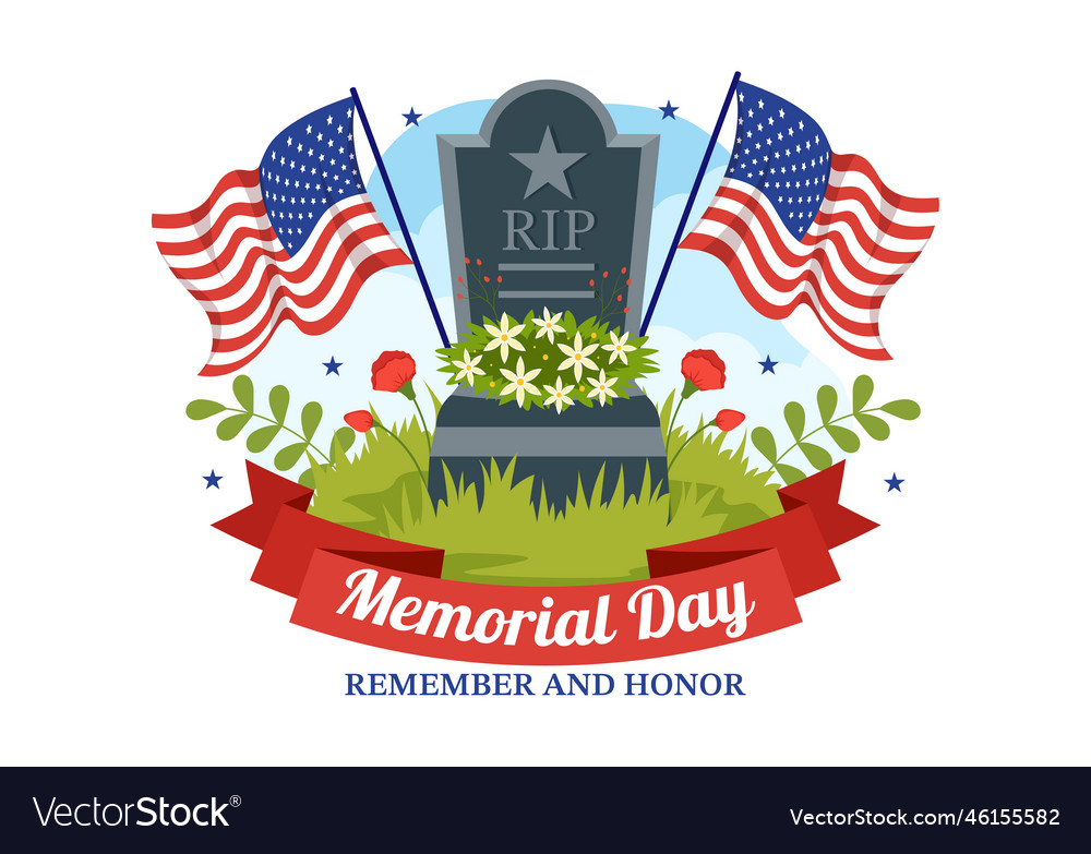 Memorial day with american flag remember Vector Image