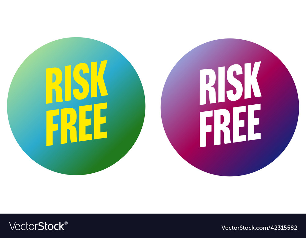 Risk free round sticker in trendy gradient style