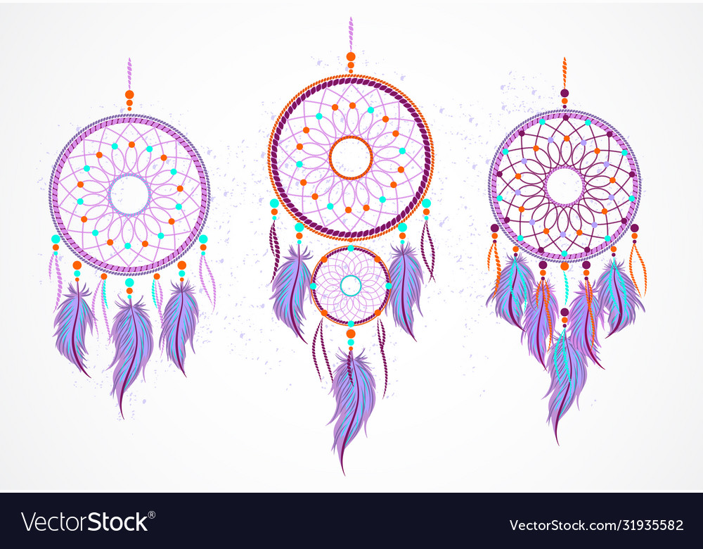 Set decorative dreamcatchers vector image Set decorative dreamcatchers