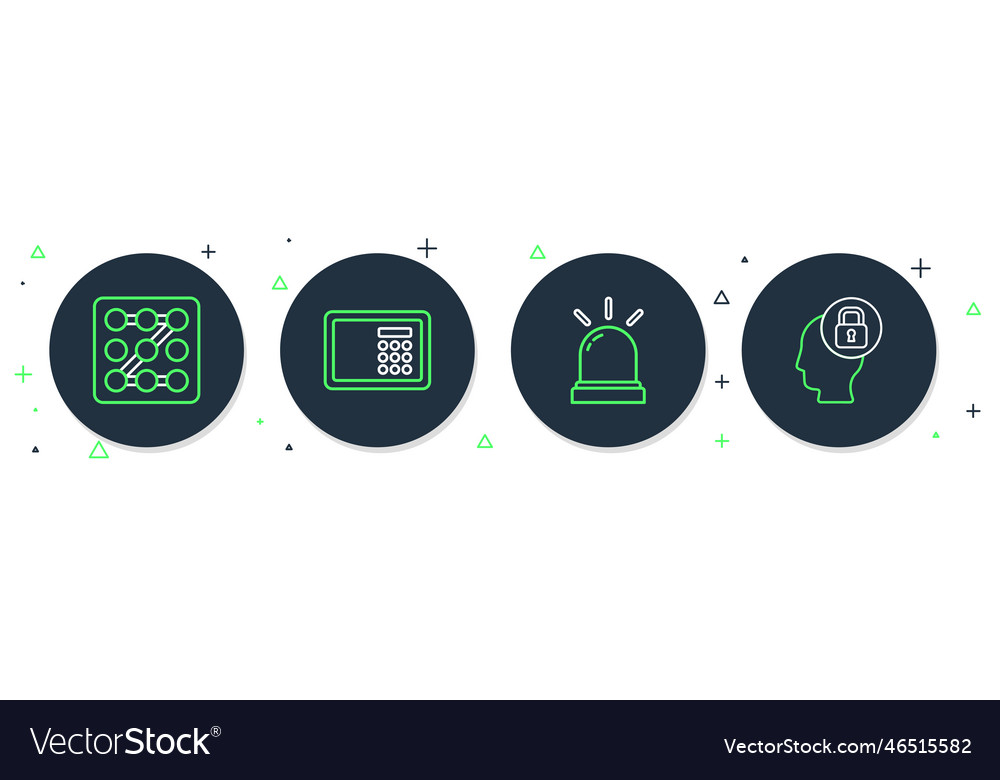 Set line safe motion sensor graphic password vector image Set line safe motion sensor graphic password