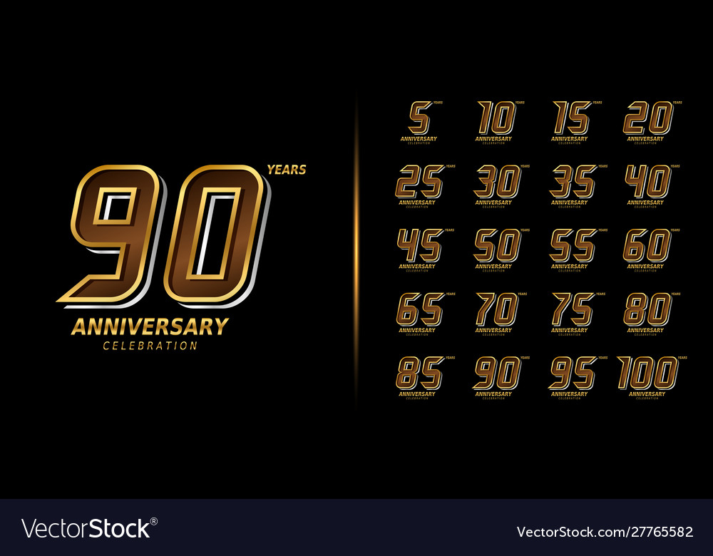 Set premium anniversary logotype golden vector image Set premium anniversary logotype golden