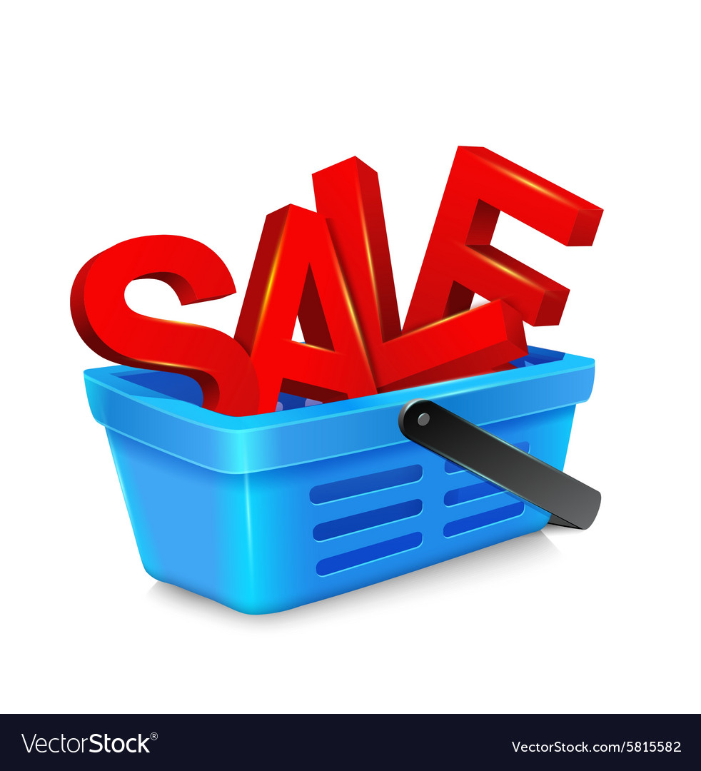 Shopping cart with big bulky red letters sale Vector Image