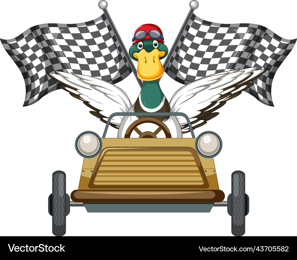 Soapbox derby with duck driving car Royalty Free Vector