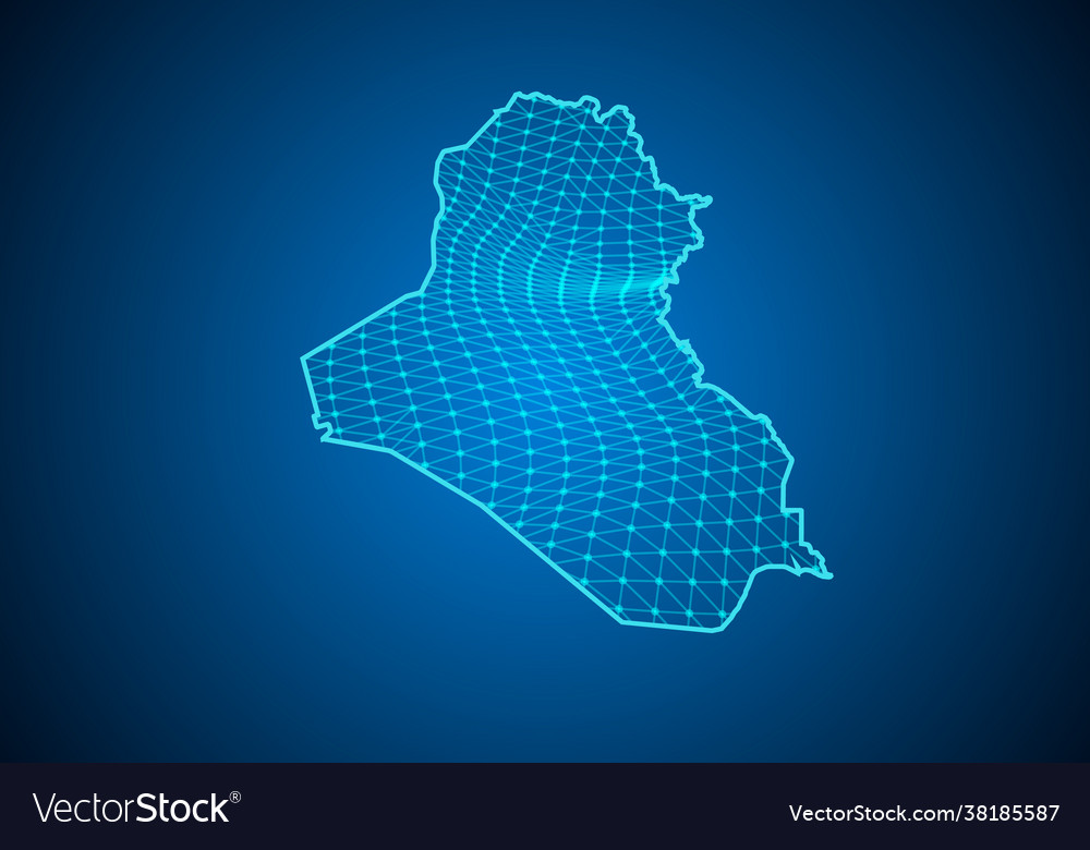 Abstract digital map iraq with particles dots