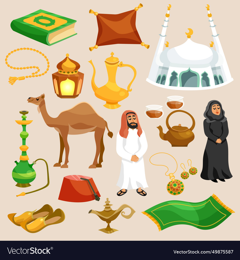 Arabic culture set Royalty Free Vector Image - VectorStock