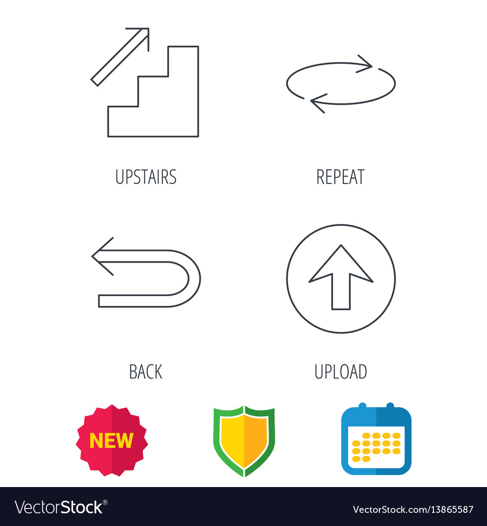 Arrows icons upload repeat linear signs vector image Arrows icons upload repeat linear signs