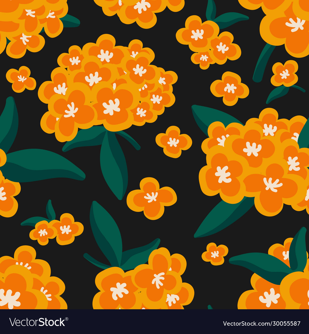 Cute floral seamless pattern yellow and blue