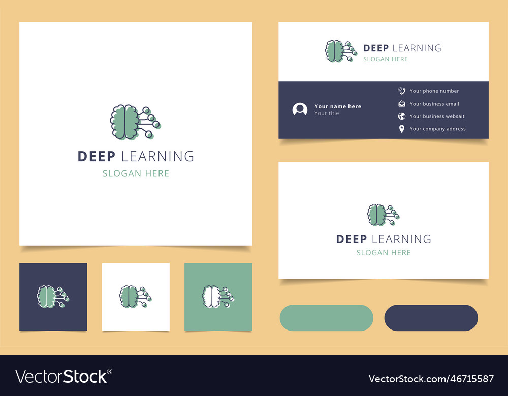 Deep learning logo design with editable slogan vector image Deep learning logo design with editable slogan