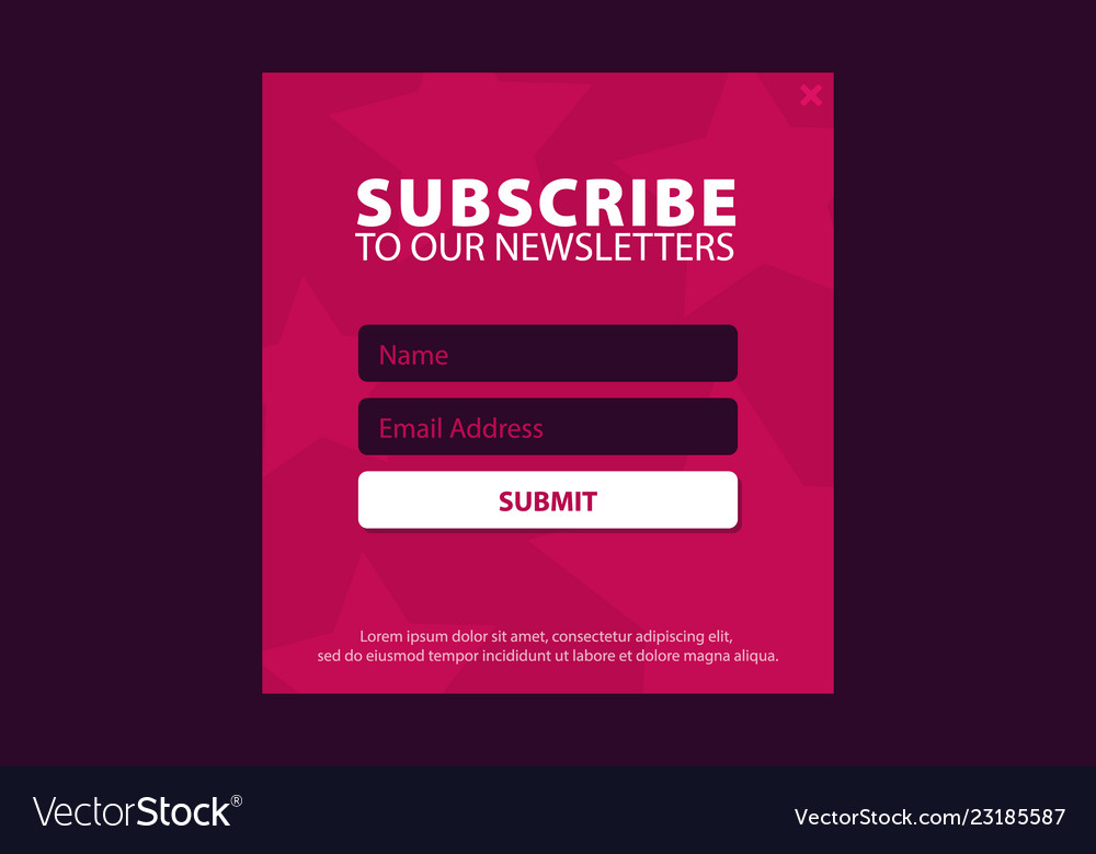 Email subscribe online newsletter submit button vector image Email subscribe online newsletter submit button