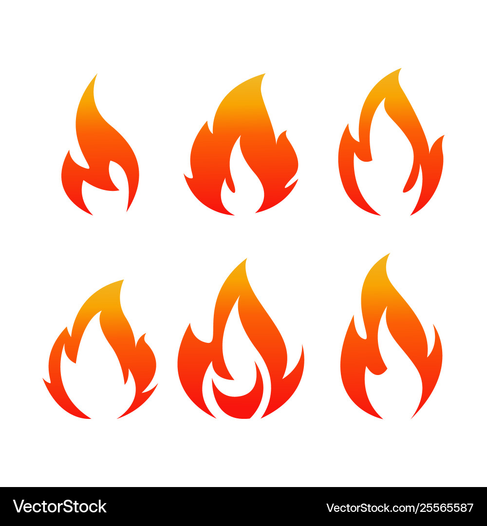 Flame or fire set Royalty Free Vector Image - VectorStock