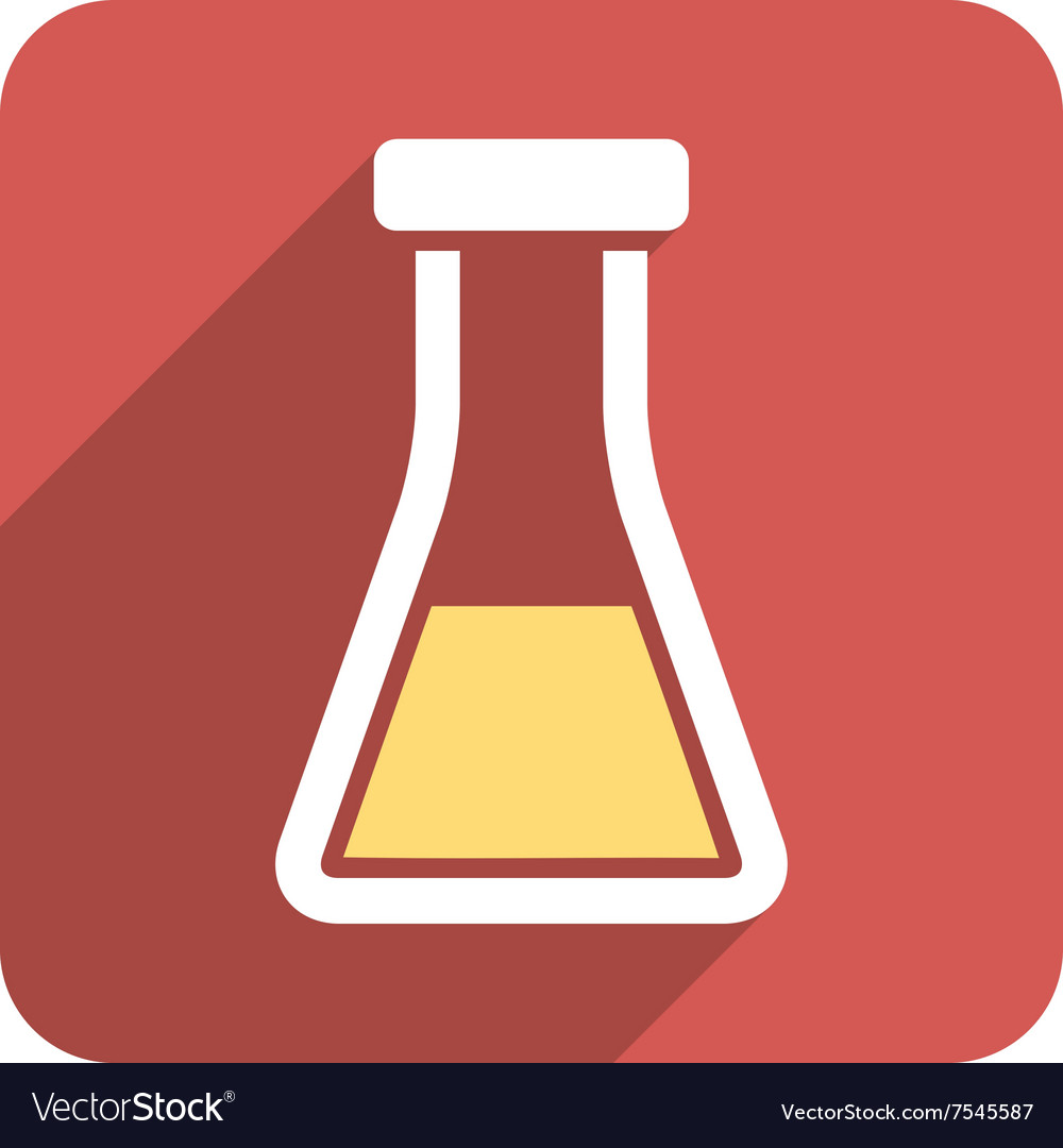 Flask flat rounded square icon with long shadow