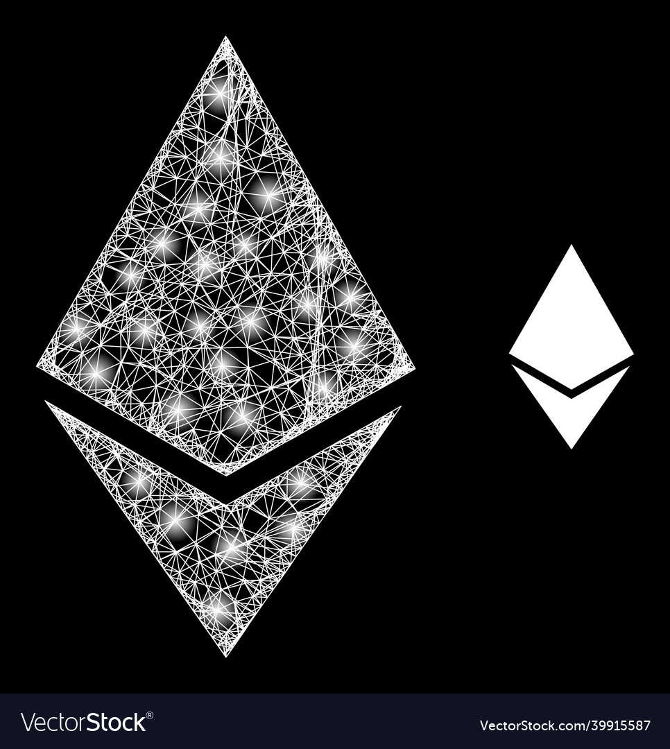 Glossy mesh ethereum crystal with bright light