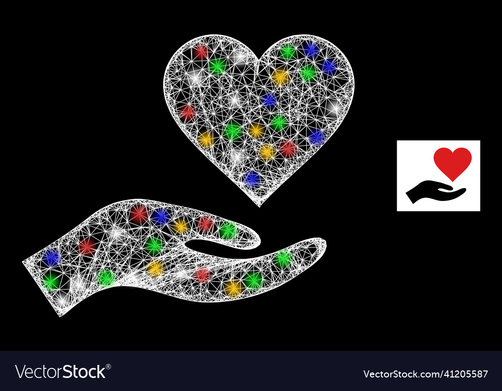 Hatched mesh heart donation icon with colorful