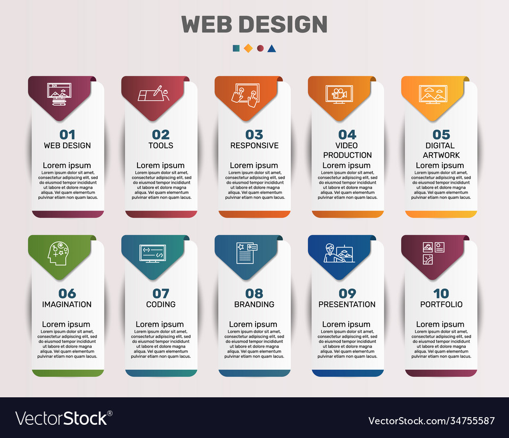 Infographic web design template icons vector image Infographic web design template icons