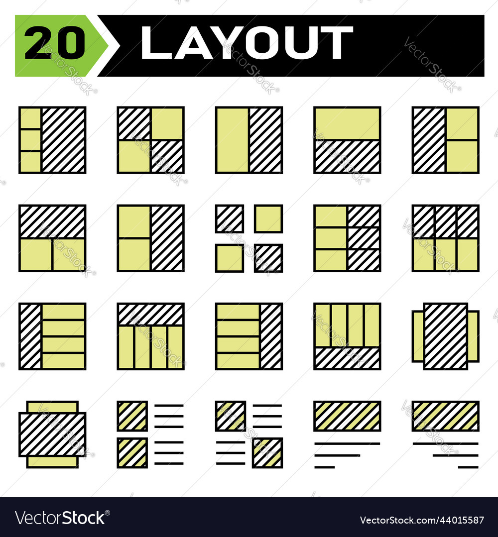 Layout icon set include grid dashboard vector image Layout icon set include grid dashboard