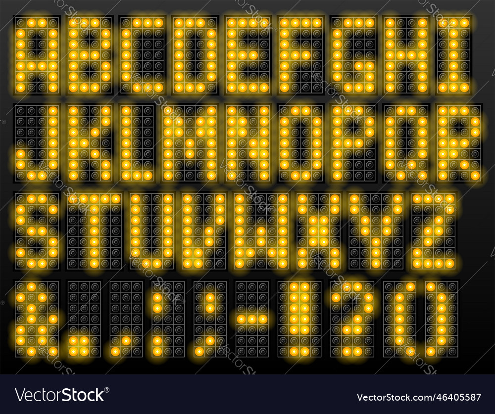 Led digital font based on dot-matrix technology vector image Led digital font based on dot-matrix technology
