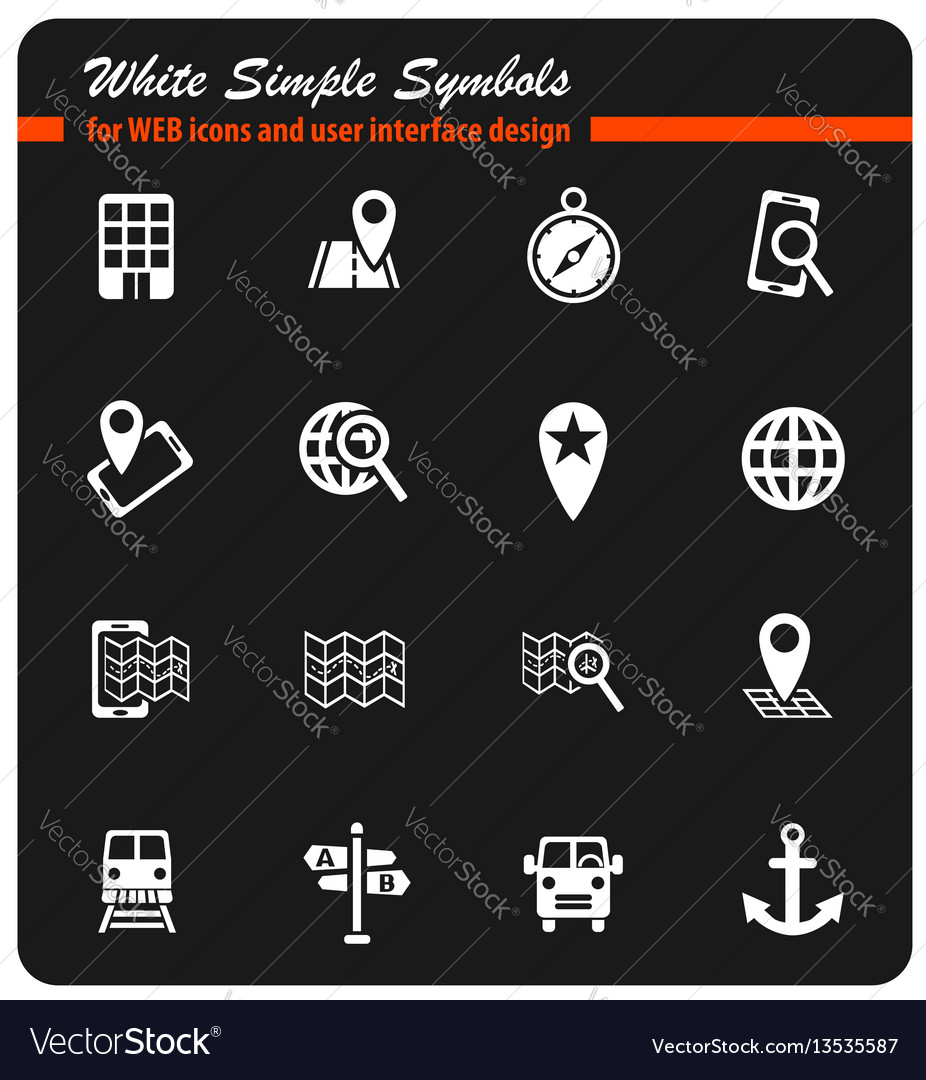 Navigation transport map icon set vector image Navigation transport map icon set