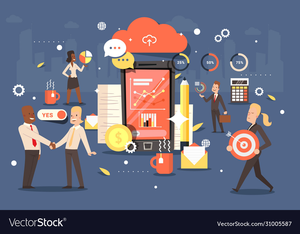 Phone application with alarm clocks set goal vector image Phone application with alarm clocks set goal