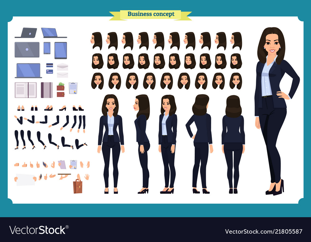 Set Businesswoman Character Design Royalty Free Vector Image 2642