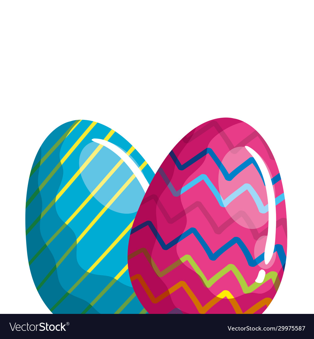 Set cute eggs easter decorated Royalty Free Vector Image
