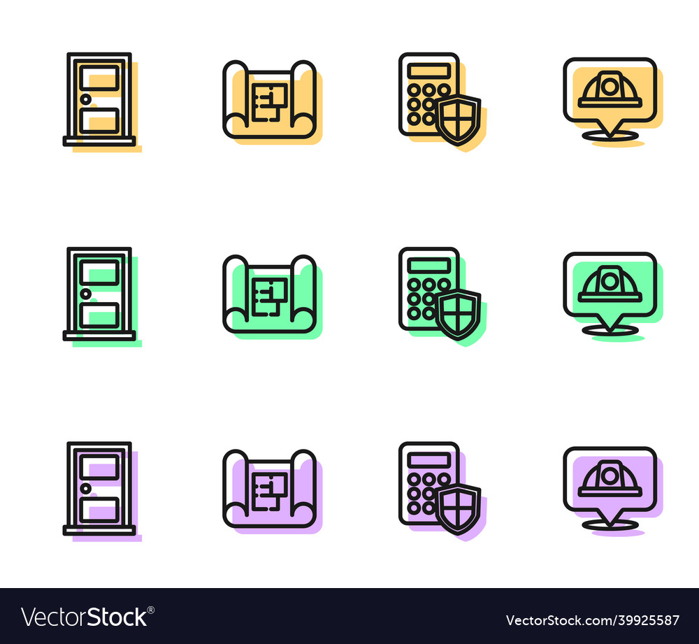 Set line security keypad access panel closed door vector image Set line security keypad access panel closed door