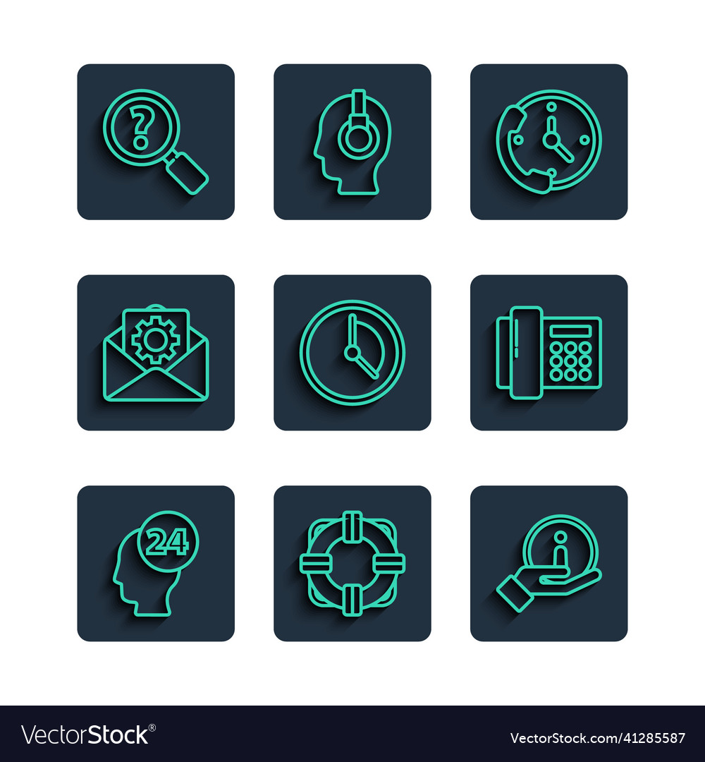 Set line support operator in touch lifebuoy vector image Set line support operator in touch lifebuoy