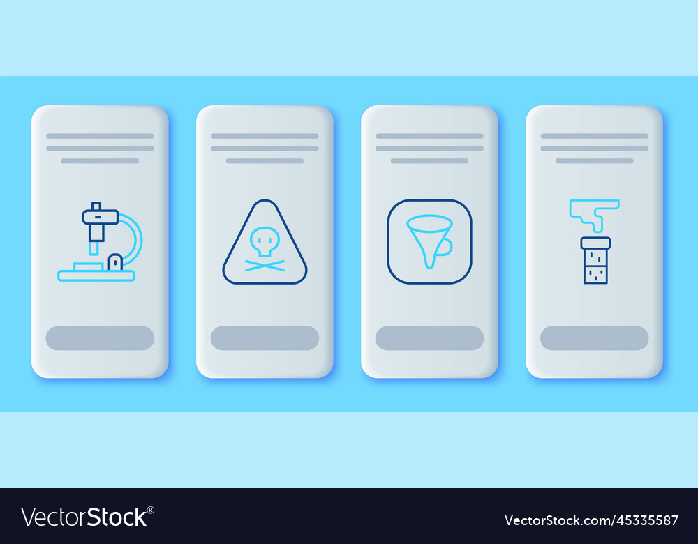 Set line triangle warning toxic funnel or filter vector image Set line triangle warning toxic funnel or filter