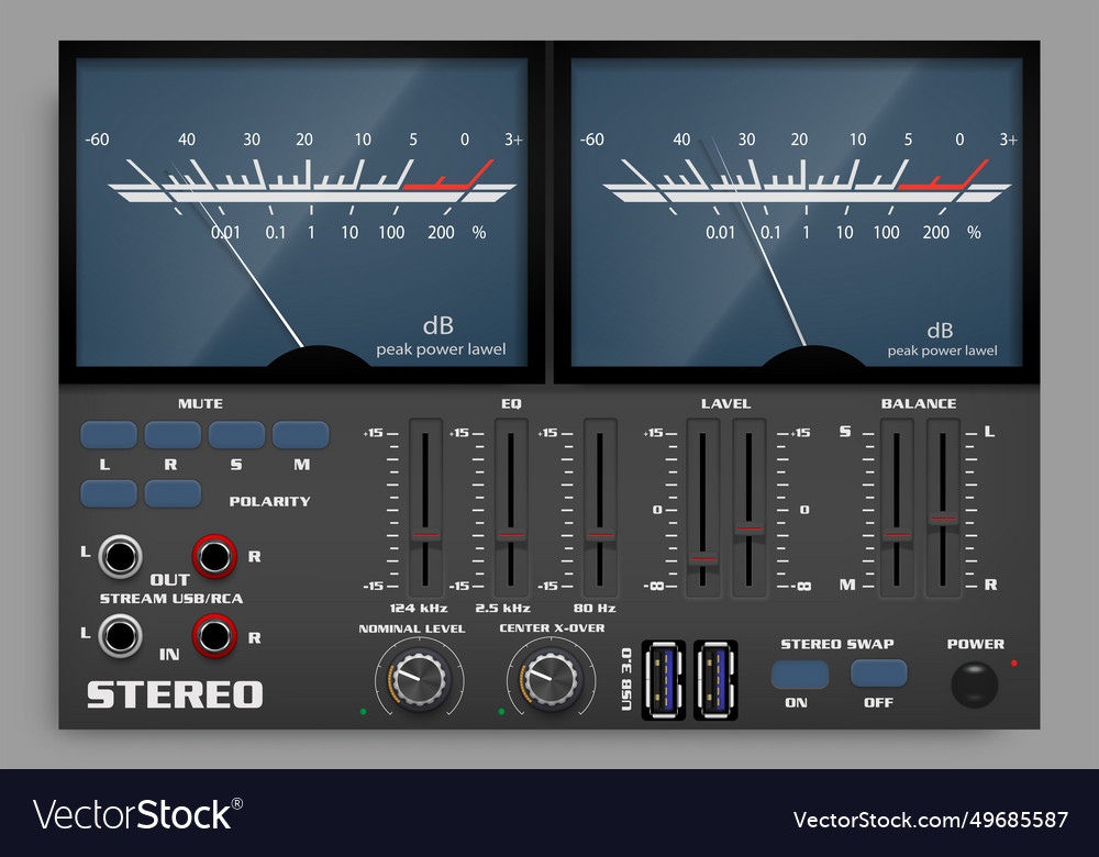 Sound mixer sliders interface elements for music Vector Image