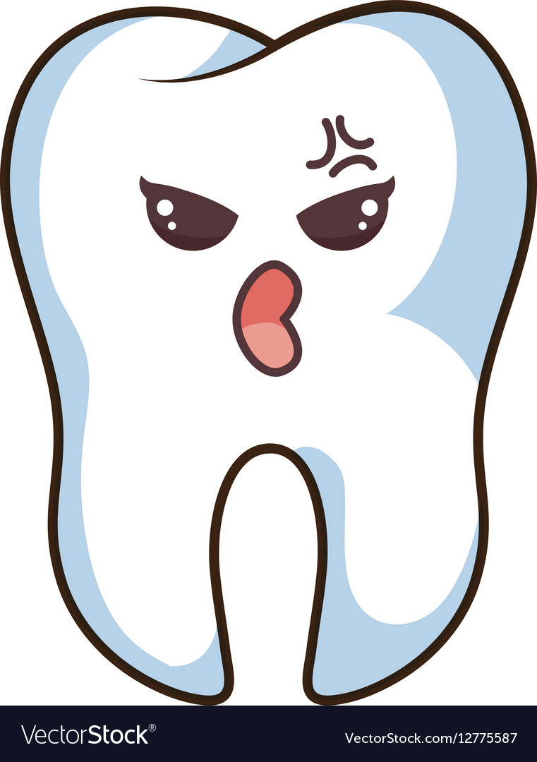 Teeth funny character kawaii style Royalty Free Vector Image