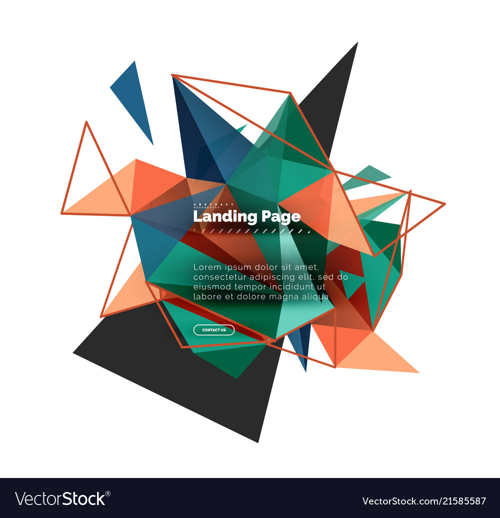 Triangular design abstract background landing vector image Triangular design abstract background landing