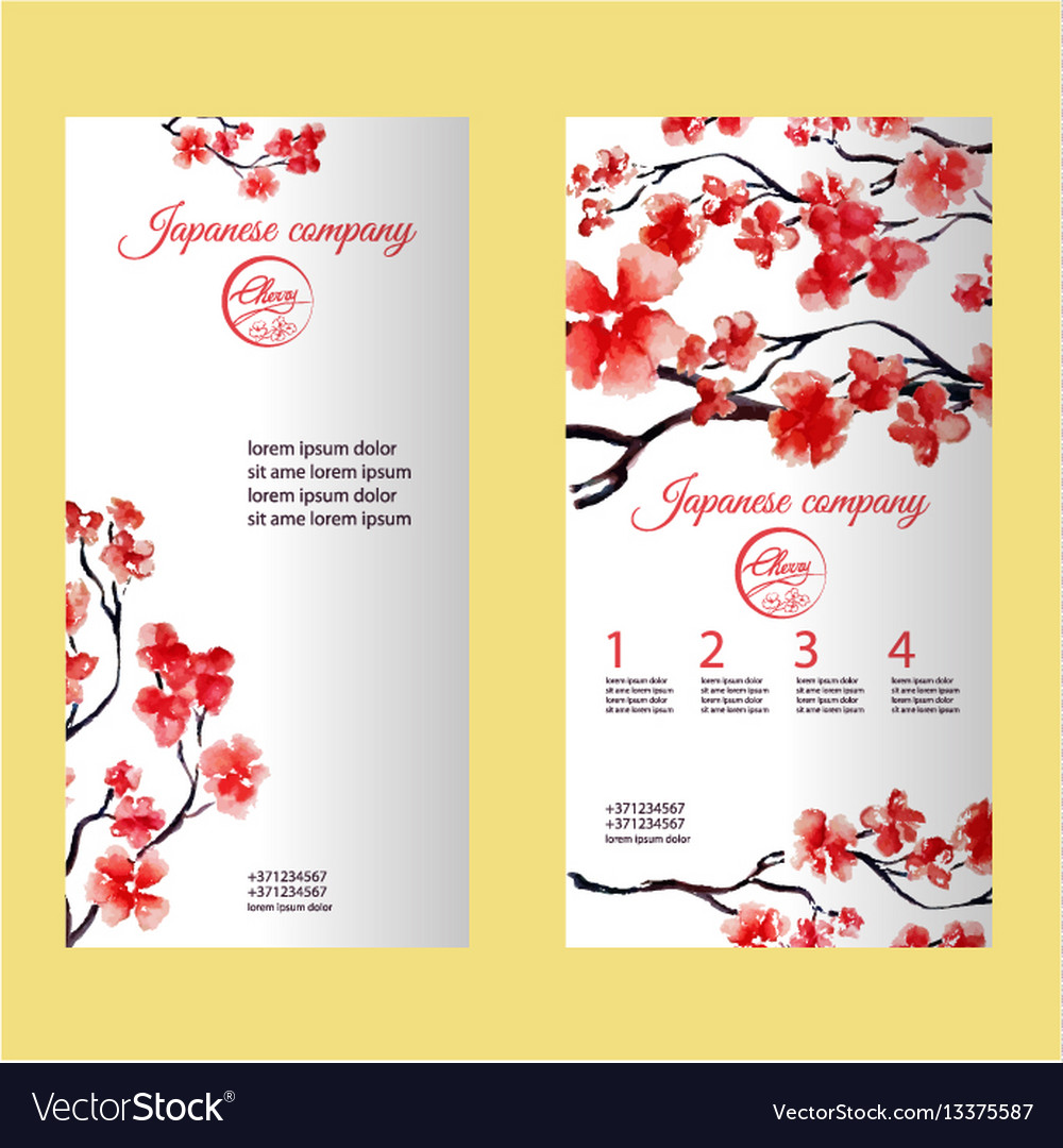 Vertical flyer or brochure with cherry blossom or Vector Image