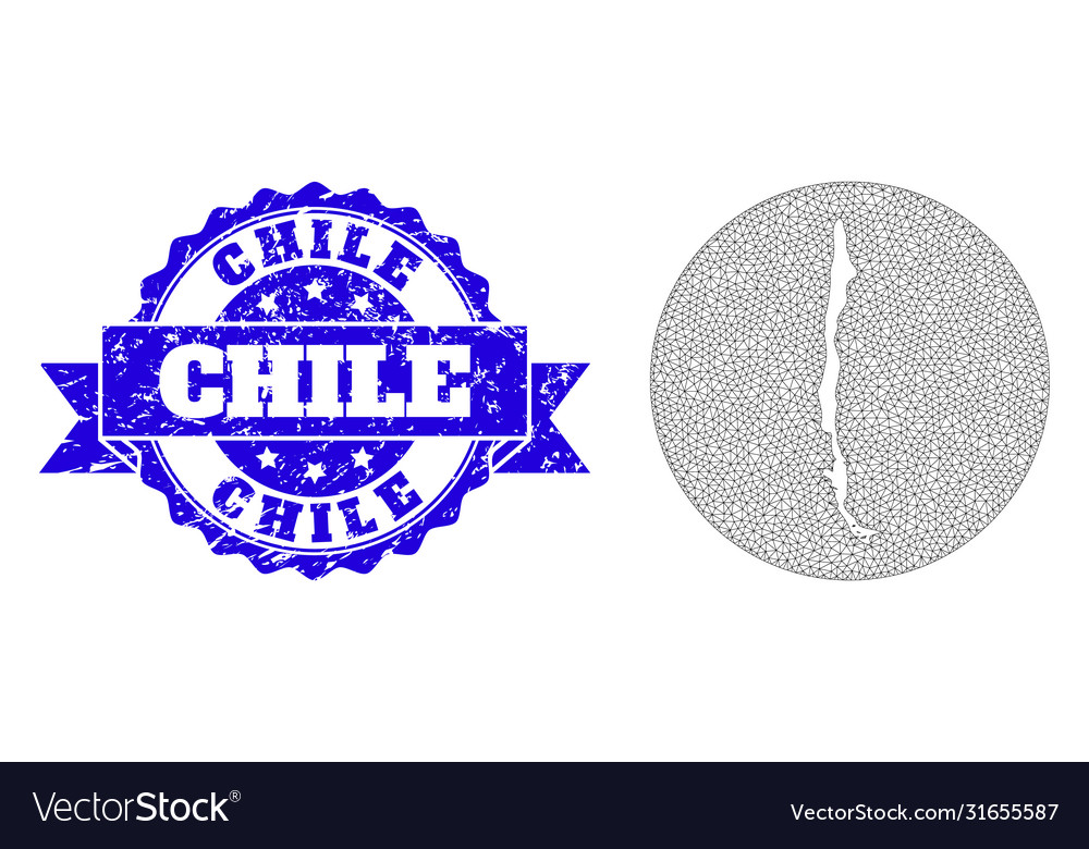 Wire frame mesh circle inverted map chile vector image Wire frame mesh circle inverted map chile