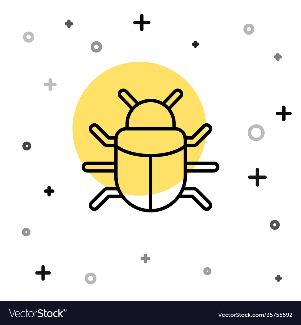 Black line system bug concept icon isolated
