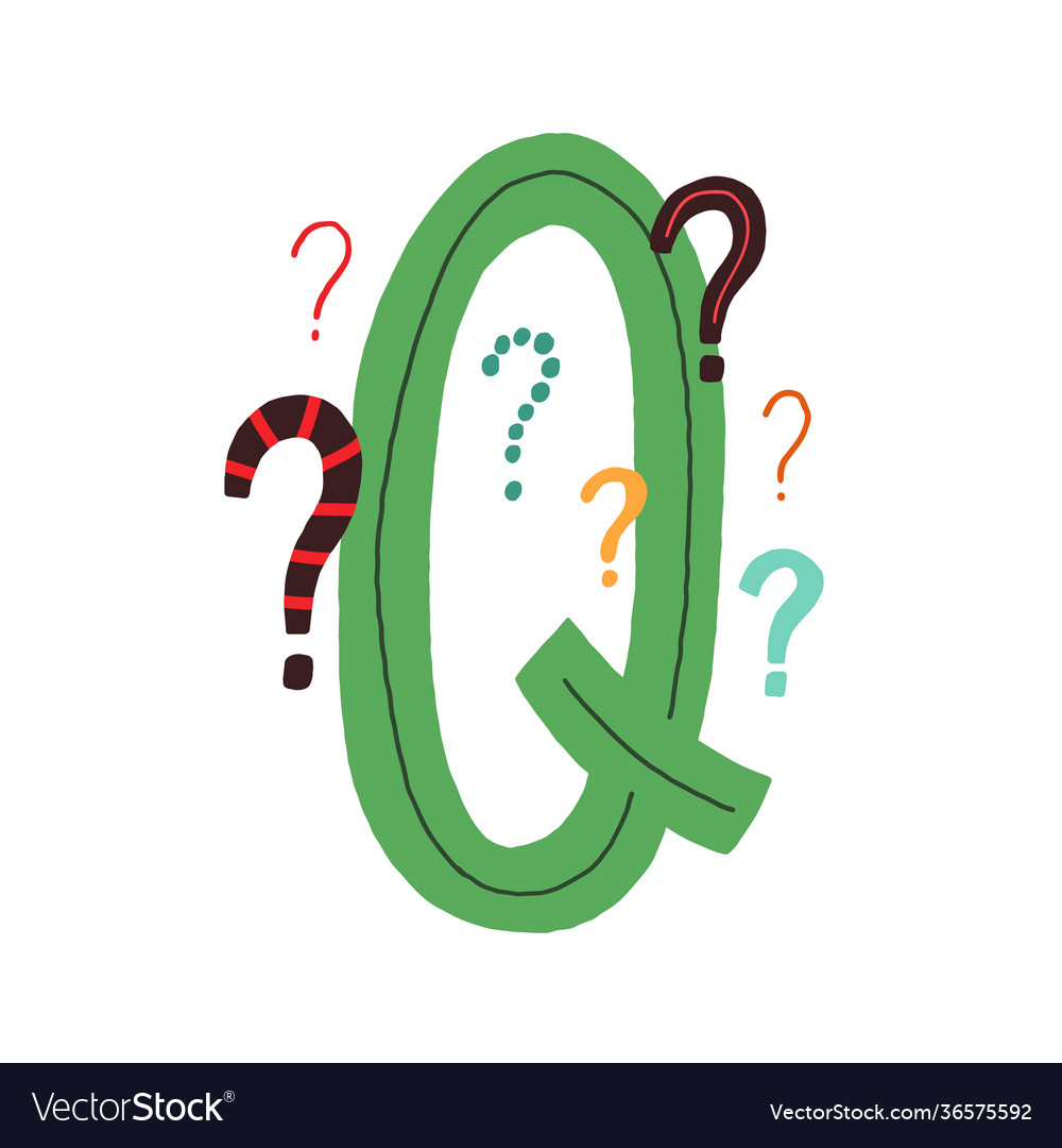Capital letter q childish english alphabet with Vector Image