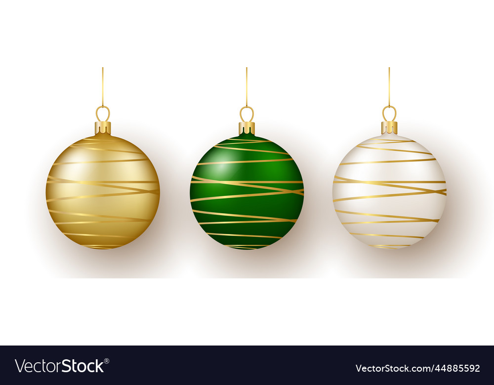 Christmas and new year decor set of gold white