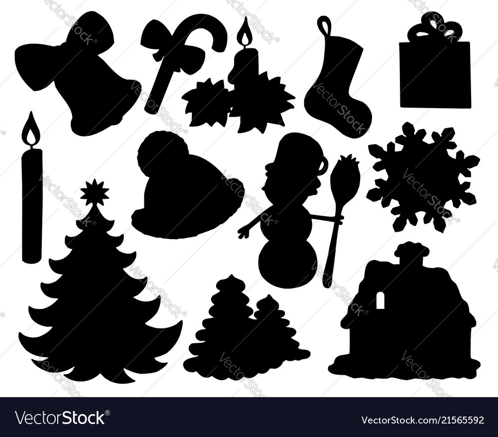 Download Christmas silhouette collection 02 Royalty Free Vector Image