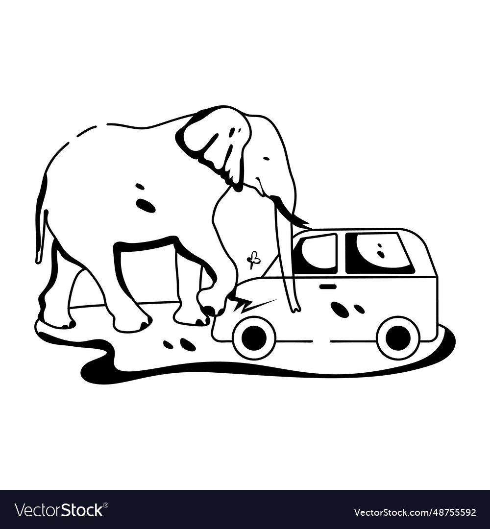 Elephant accident Royalty Free Vector Image VectorStock