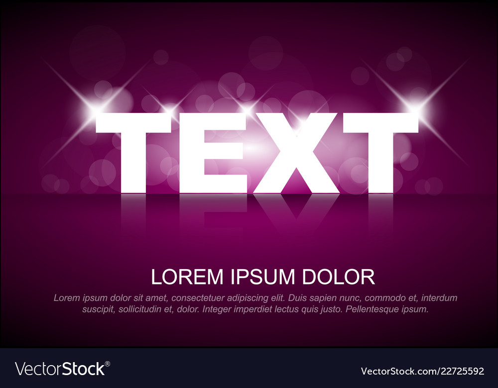 Glossy light effect on sample text template vector image Glossy light effect on sample text template
