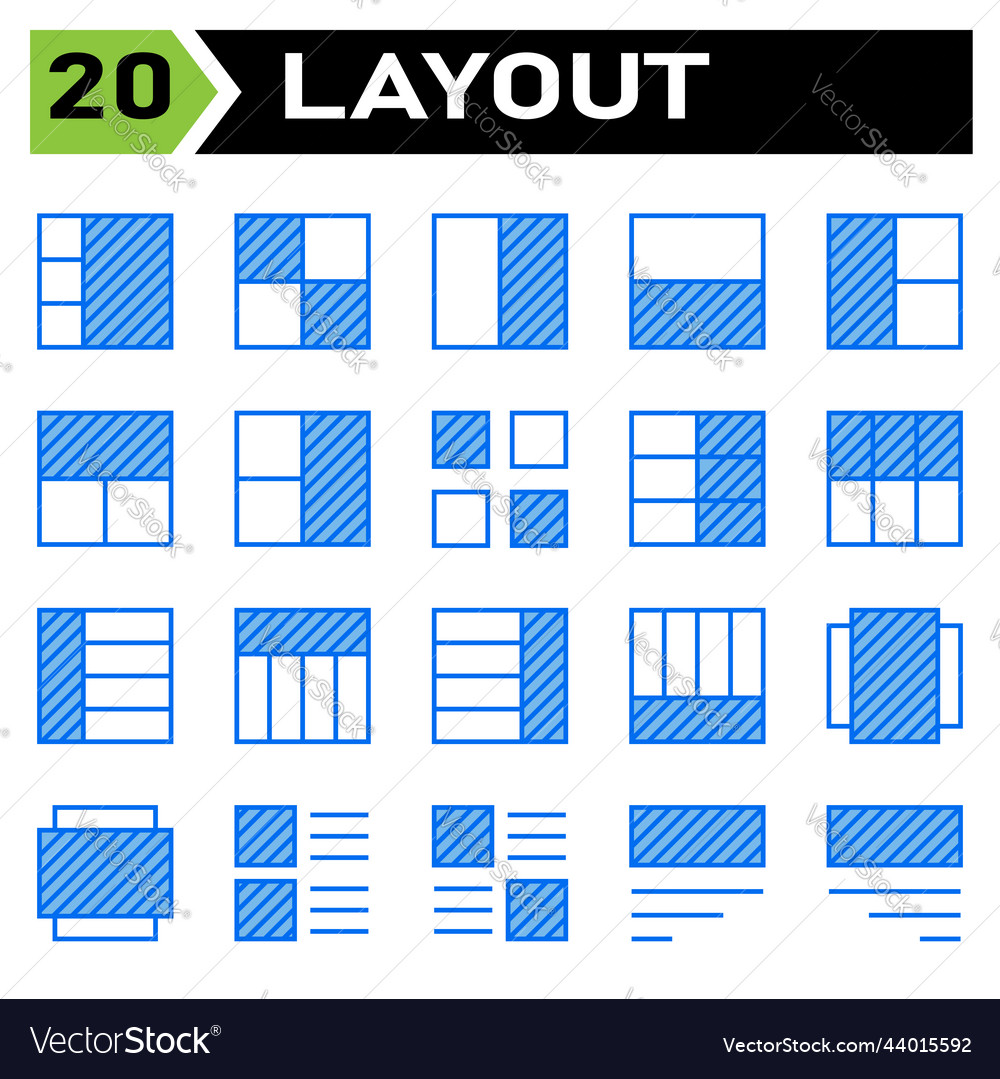 Layout-Icon-Set enthalten Grid Dashboard vector image Layout-Icon-Set enthalten Grid Dashboard