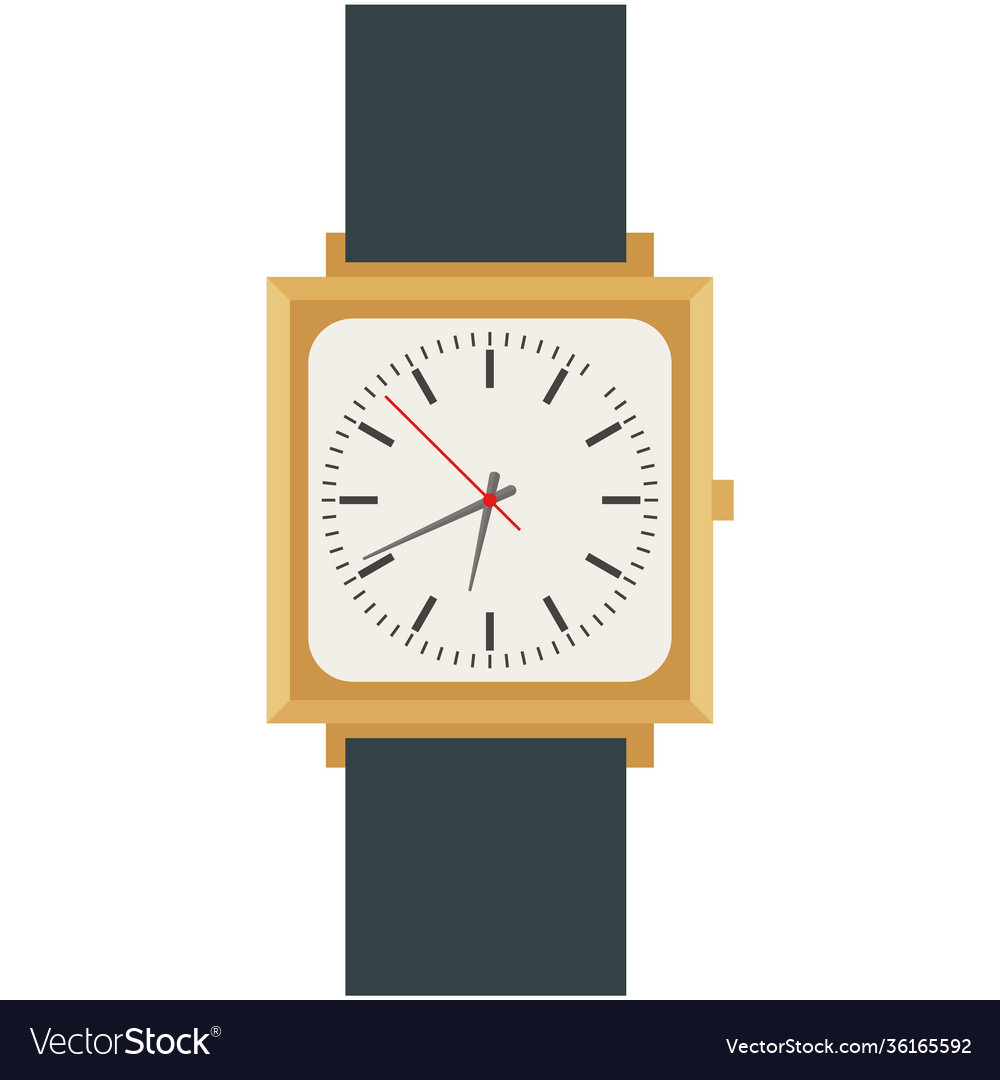 Male wrist watch with square analog dial Vector Image