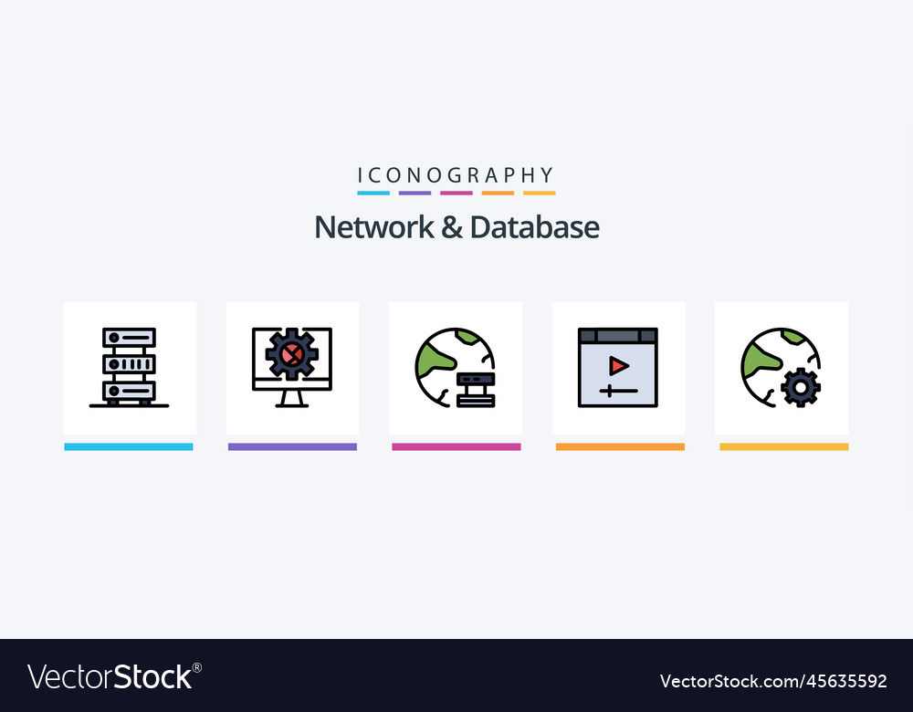 Network and database line filled 5 icon pack