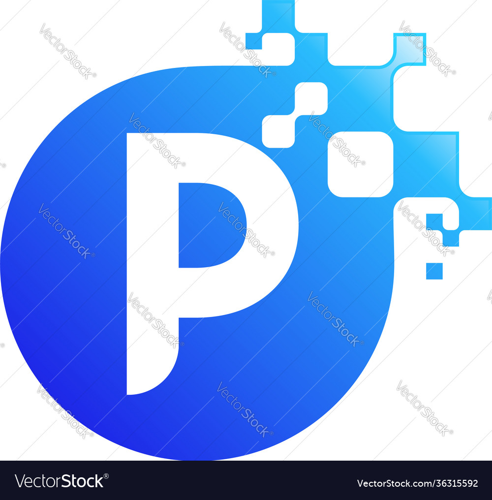 Pixel p letter logo designsp initial tech design