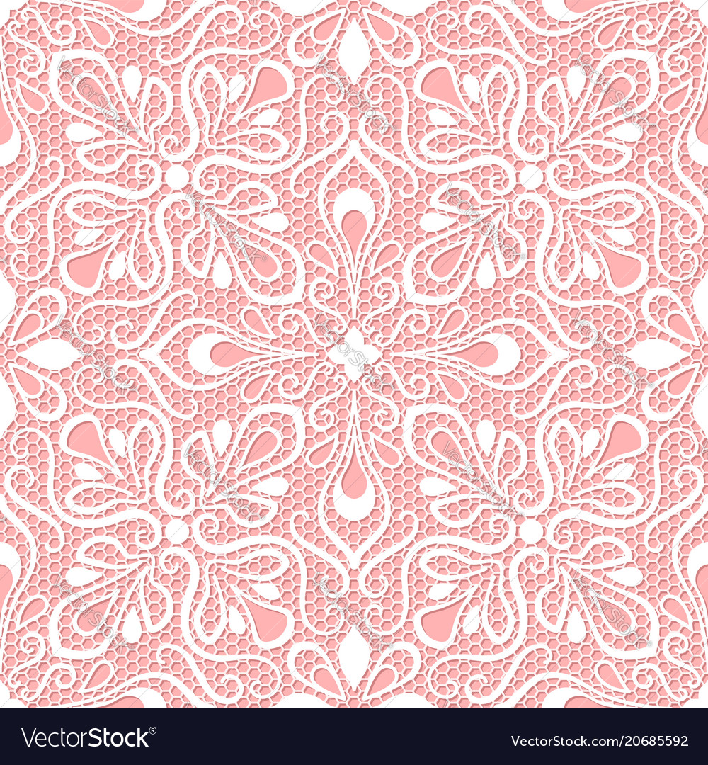 Seamless lace pattern on pink background