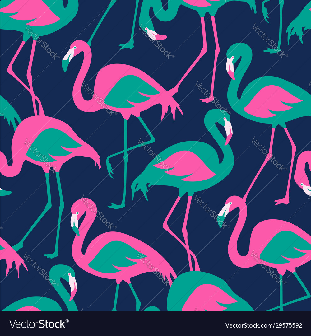 Seamless pattern with flamingos