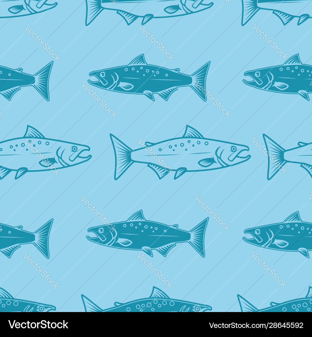 Seamless pattern with salmons seafood Royalty Free Vector