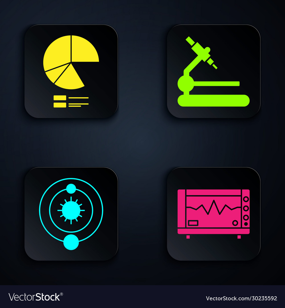 Set computer monitor with cardiogram pie chart vector image Set computer monitor with cardiogram pie chart